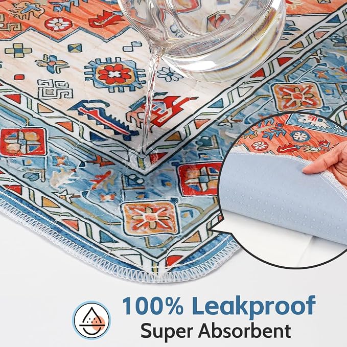 Washable Pee Pads for Dogs, 2 Pack Reusable Puppy Training Pads 72"x72" Super Absorbent Waterproof Dog Training Pads, Non-Slip Potty Pads, Whelping Pads Litter Mat Orange/Mix