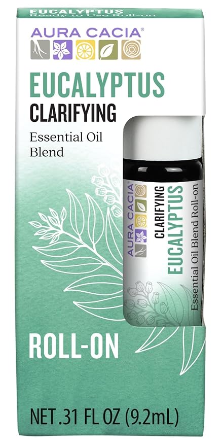 Aura Cacia Eucalyptus Roll-On | GC/MS Tested for Purity | 9.2 ml (0.31 fl. oz.)