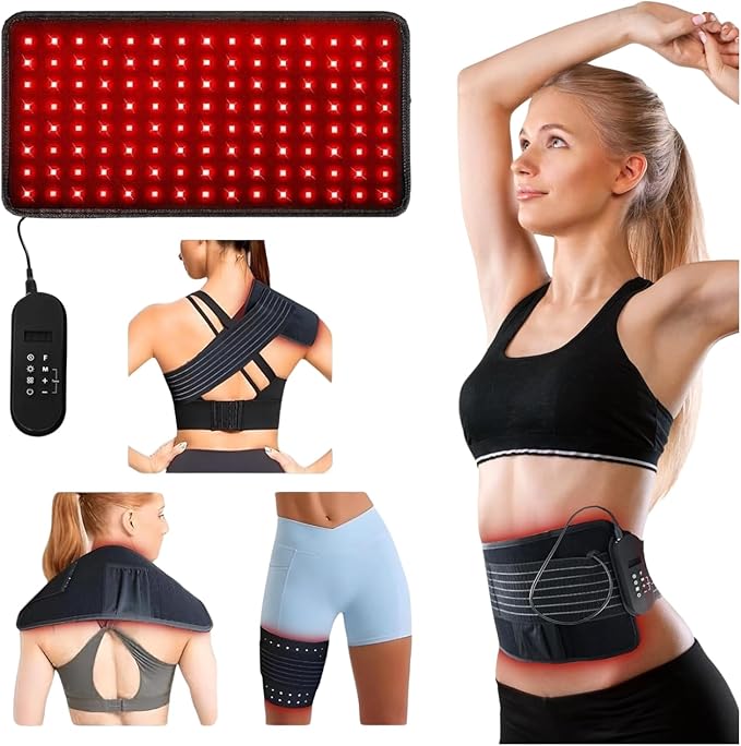 JWAY Red Light Therapy Belt | 660nm Red Light Therapy & 850nm Near Infrared Light Therapy for Body | Relax & Massage Muscles | Pain Relief and Inflammation | Improve Circulation