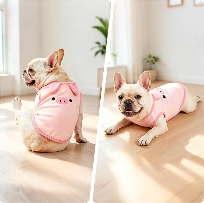 Dog Clothes for Small & Medium Dogs, Pet T-Shirts | 2 Pack Dog Shirt for Girl & Boy, Puppy Clothes, Tank Top for Summer & Winter (Cute Small)