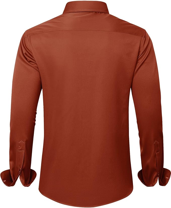 J.VER Men's Dress Shirts Solid Long Sleeve Stretch Wrinkle-Free Formal Shirt Business Casual Button Down Shirts