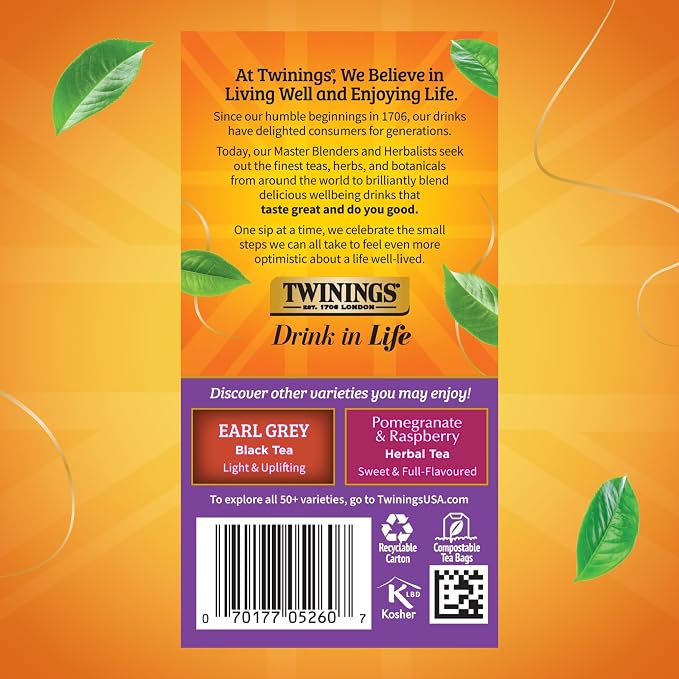 Twinings Blackcurrant Breeze Black Tea Individually Wrapped Bags, 20 Count (Pack of 1), Sweet, Tangy Taste, Caffeinated, Enjoy Hot or Iced, 20 Teabags