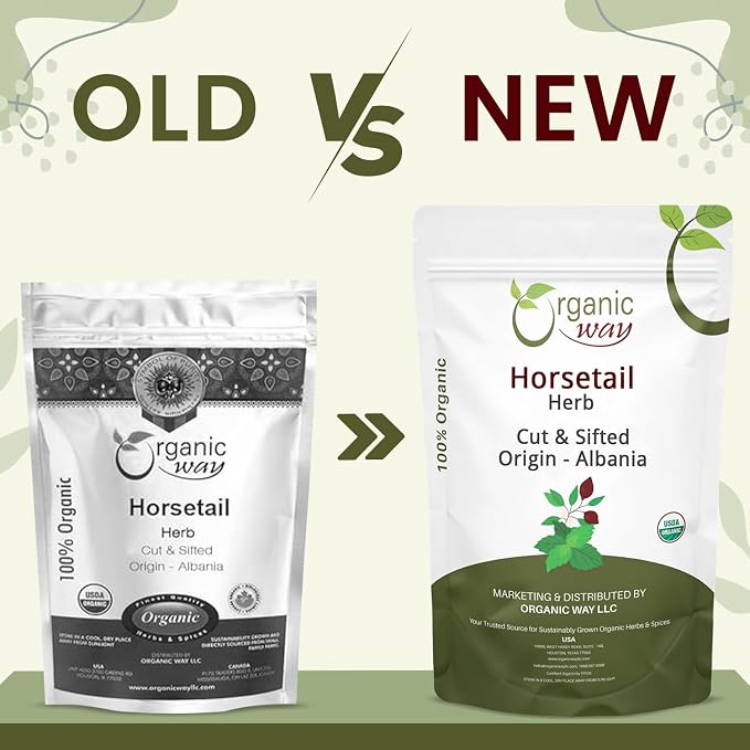 Organic Way Horsetail Herb Cut & Sifted (Equisetum arvense) - Herbal Tea | European Wild-Harvest | Kosher & USDA Certified | Vegan, Non-GMO & Gluten Free | 100% Raw from Albania (1LBS / 16Oz.)