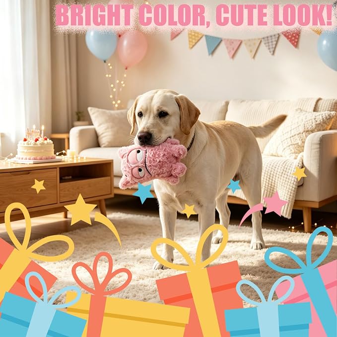 Monster Dog Valentine Toy for Puppy Gifts, Stuffed Dog Plush Toy | Crinkle Squeaky, Soft Lightweight Toy for Fetch and Chew, Interactive Outdoor Indoor Play for Tug, For Puppy Small Medium Dog