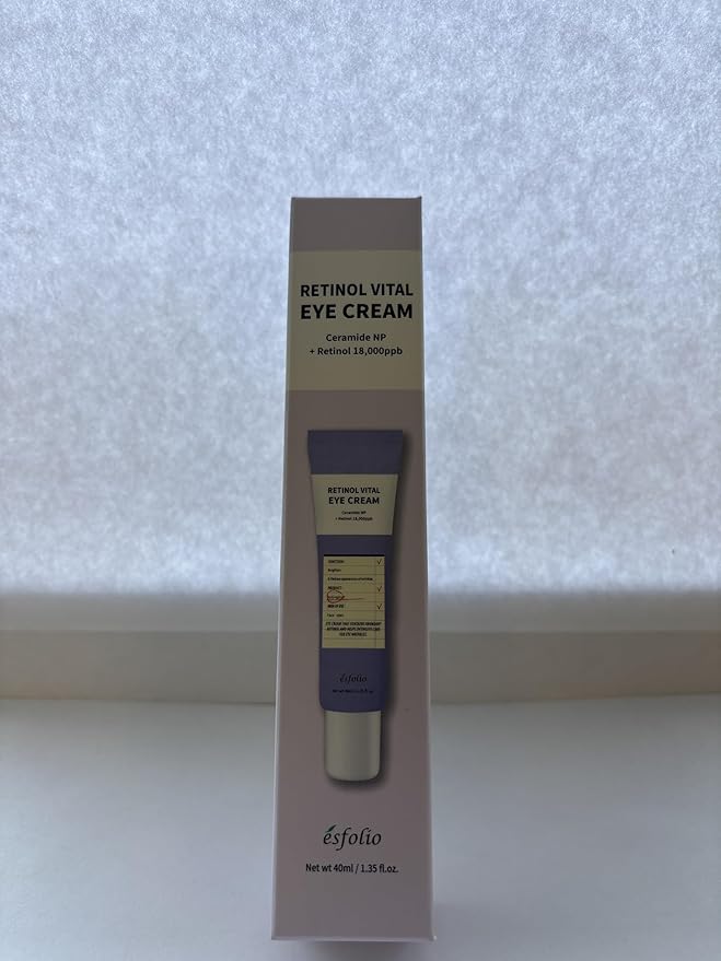 Esfolio Retinol Vitamin A Eye Cream, Daily Skin Care for Under Eye Area, Lightweight Moisturizing Formula, Korean Beauty Skincare (1.35 oz / 40 ml)