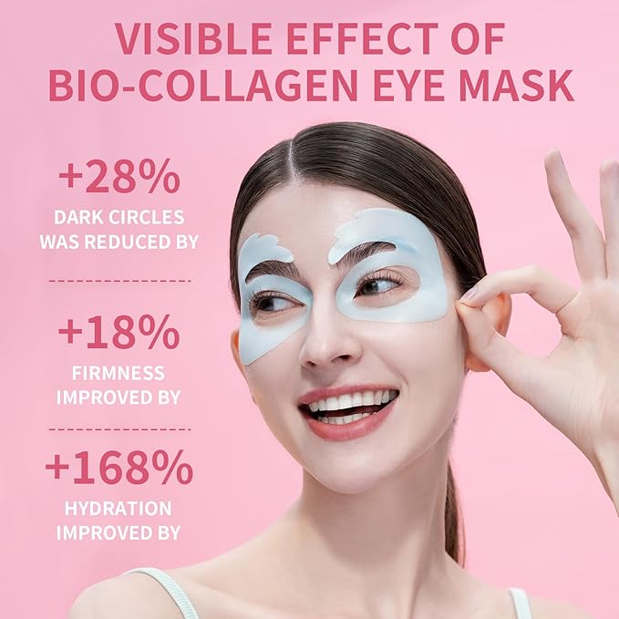 Bio-Collagen OK Eye Mask, Firming & Hydrating Under Eye Patches for Puffy Eyes and Dark Circles, Deep Moisturizing & Soothing Eye Mask for Women and Men - 18 Pairs, Mystery White