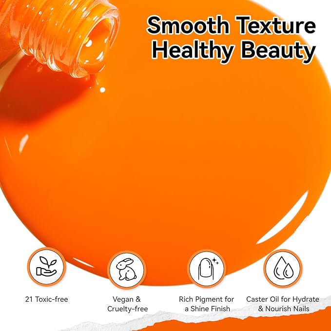 Classic Nail Polish Cosmic Orange | 10ml Opaque, Glossy Shine Finish | Fast Drying, Streak-free Formula, Rich in Castor Oil, Salon Quality Chip Resistant Nail Polish Nail Art Gift for Women