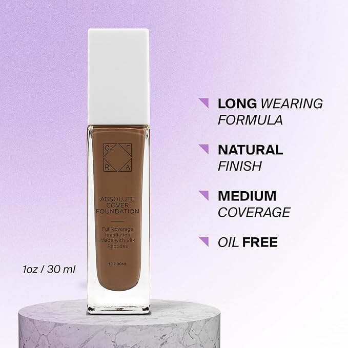 Absolute Cover Foundation #10 | Liquid Medium Coverage Foundation with Natural FInish | Oil-Free Face Makeup | Deep Shade with Neutral Undertone | 1oz/30ml