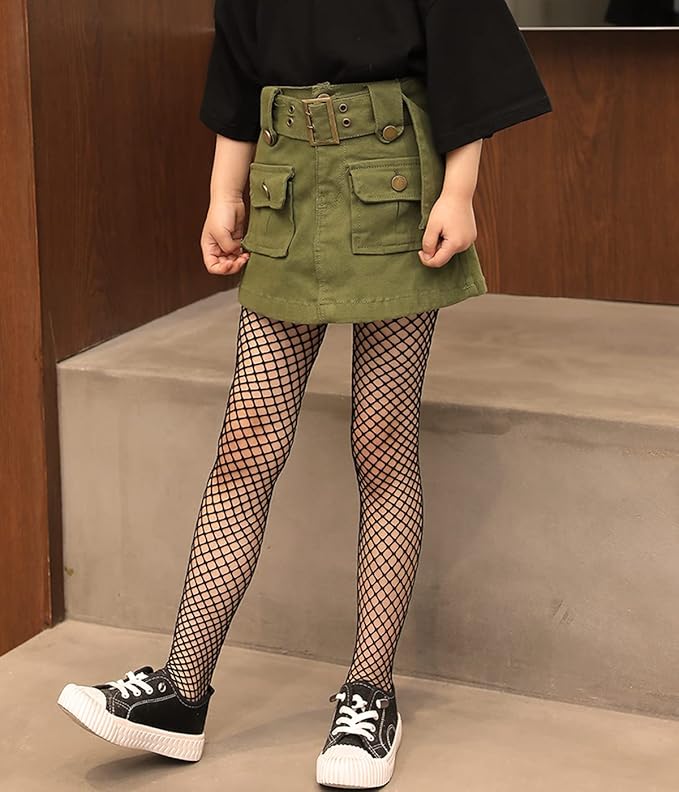Girls Fishnet Stockings for Princess Dress High Waist Mesh Tights Cute Pattern Knit Socks