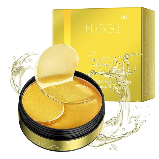 Under Eye patches (64 pcs)-24K Gold Eye Mask with Hyaluronic Acid, Cooling Eye Care for Puffy Eyes & Dark Circles Treatments,Reduce Under Eye Bags and Smooth Wrinkles