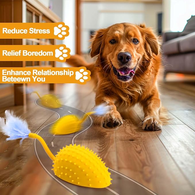 Silicone Interactive Dog Toys, Mouse Moving Dog Toy with Automatic Sensor