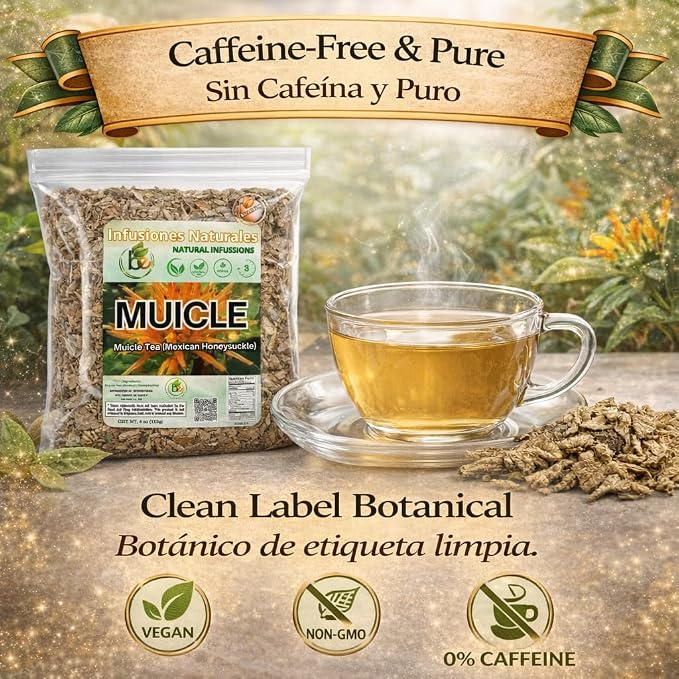 Muicle Herbal Tea (Mexican Honeysuckle) – 4 oz Loose Leaf – 100% Natural, Wildcrafted, Vegan, Non-GMO, Gluten-Free, Caffeine-Free – Authentic Mexican Herbal Infusion – by BexpertsUSA