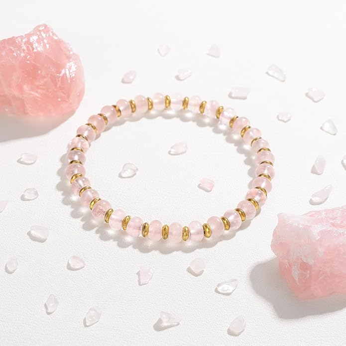 GolbalJew 4 * 6mm Gemstone Rondelle Bead Bracelets for Women Healing Crystal Stone Beads Bracelet Handmade Beaded Spiritual Jewelry Gifts