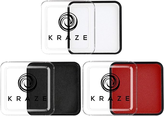 Kraze FX Red, Black & White Face Paint Set (25 gm each) - Hypoallergenic, Non-Toxic, Water Activated Professional Face & Body Painting Makeup, Combo Value Pack