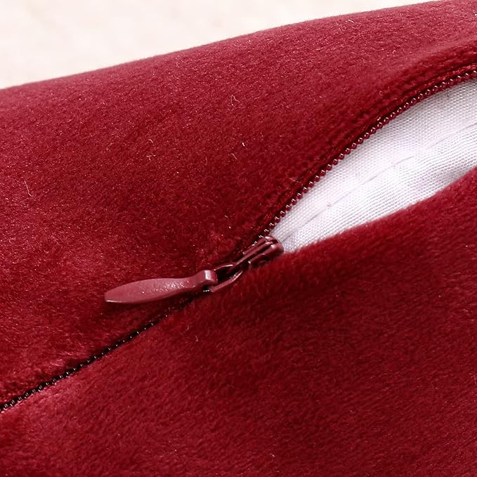NiNi ALL Burgundy Red Velvet Throw Pillow Covers 20x20 Pack of 2 Decorative | Soft Solid Boho Cushion Squar Pillow Cases for Chair Sofa Bedroom Farmhouse Living room Modern Luxury Home Decor Christmas