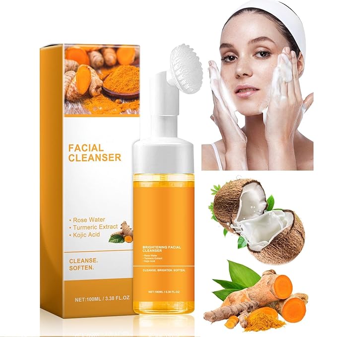 Turmeric Facial Cleanser, Turmeric Face Wash, Turmeric Foaming Facial Cleanser, Turmeric Facial Wash, Turmeric Foaming Cleanser for All Skin Deep Cleaning (1pc)