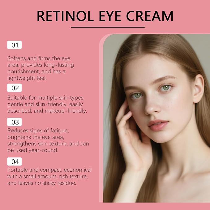 Retinol Eye Cream - Eye Tightening Cream to Reduce Under Eye Bags & Dark Circles, Hydrating Anti-Aging Eye Treatment for Wrinkles and Fine Lines, 0.71 OZ