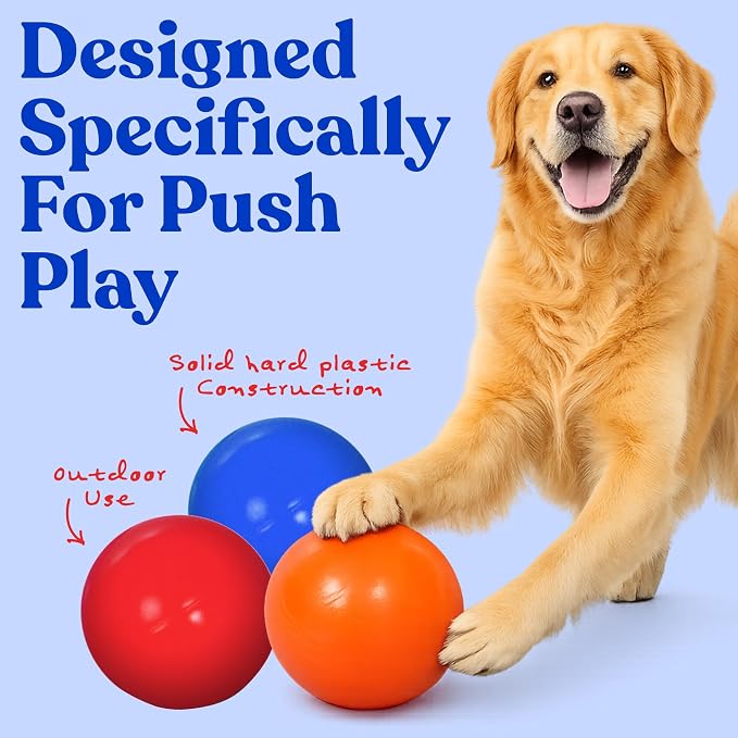 Doggie Dooley Virtually Indestructible Dog Ball - 4.5 Inch Hard Plastic Interactive Dog Toy for Large Breeds Over 1-30 lbs -Built for Herding & Push Play -Floats in Water, Made in USA -Colors May Vary