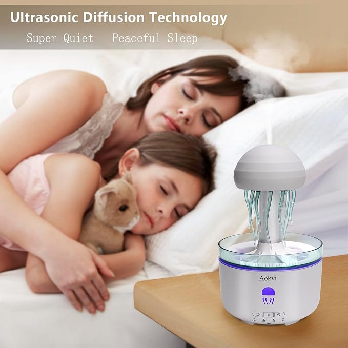 Essential Oils Diffuser,300ML Aromatherapy Diffuser,Ultrasonic Essential Oil Diffuser,Jellyfish Humidifier with 7-Color LED,Timer and Auto-Off for Office,Yoga,Bedroom Scent Diffuser(White