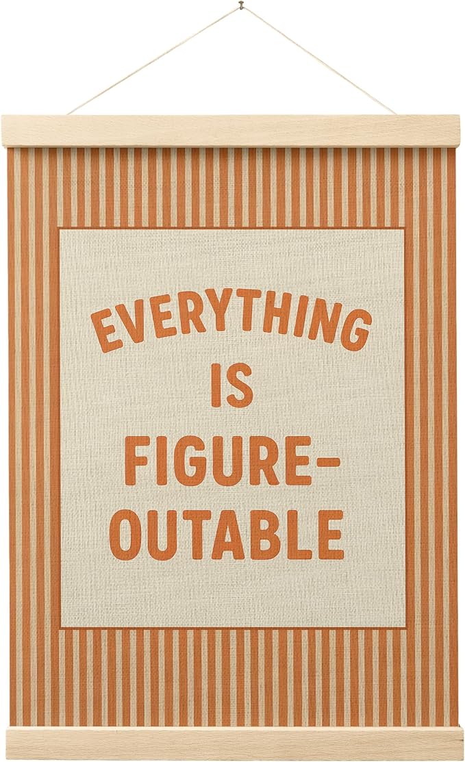 FGFK Everything Is Figureoutable Positive Affirmations Wall Art Poster Hanger Frame, Retro Orange Inspirational Canvas Prints Framed Wall Decor for Office Classroom Home Bedroom, 12x16 Inch