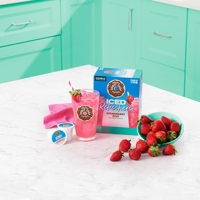 The Original Donut Shop Iced Refreshers, Strawberry Açaí Flavor, Keurig Single Serve K-Cup Pods, 60 Count (6 Packs of 10)