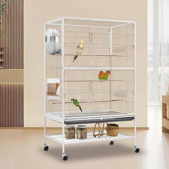 Lemtrflo No Mess Bird Feeder Water Dispenser, Parrot Cage Automatic Feeders | Automatic Feeding & Hydration, Parakeet Cage Accessories for Parrots, Cockatiels, Finches, Lovebirds & Budgies