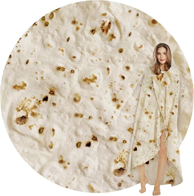SeaRoomy 71 inches Burrito Tortilla Blanket, Funny Food Throw Blanket | White Elephant Christmas Birthday Gifts, Gag Gifts for Women Men Teen Boys & Girls, Soft & Warm Flannel, Double Sided