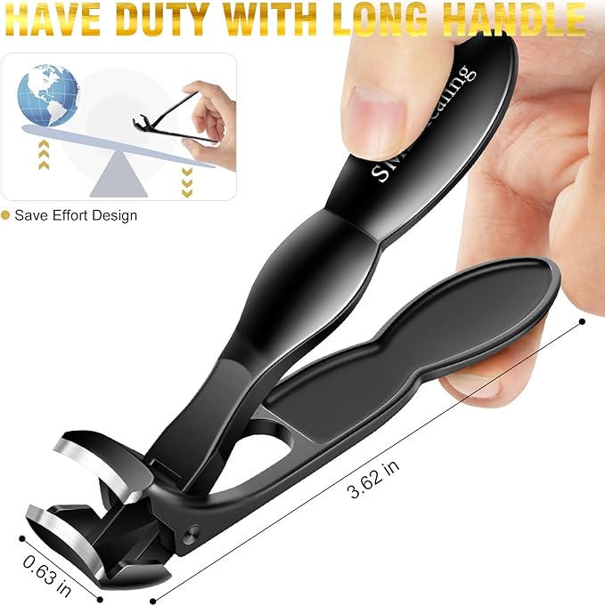 Toenail Clippers for Seniors Thick Nails, 2026 Angled Head Large Toe Nail Clippers for Men, Wide Jaw Opening Heavy Duty Fingernail Clippers