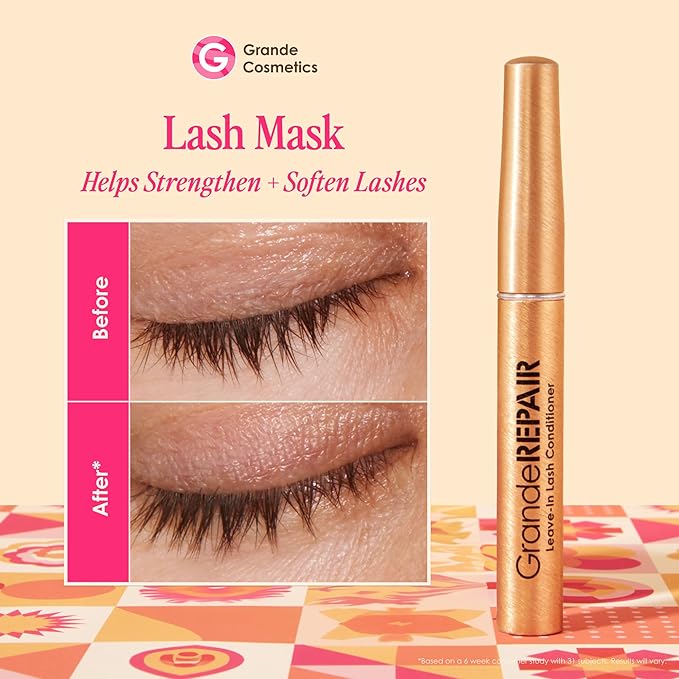 Grande Cosmetics GrandeREPAIR Leave-In Lash Conditioner Strengthens, Softens & Protects with Biotin Peptide & Nourishing Oils- Invisible Formula to Prevent Breakage, Support Healthier Lashes (0.10 oz)