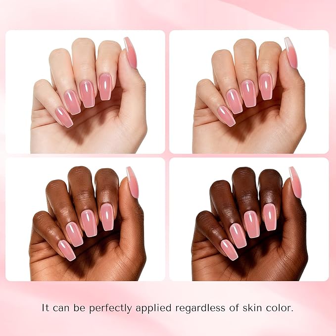 AZUREBEAUTY Jelly Nail Polish Semi-Translucent Blush Pink Sheer Color Fast Drying Natural Regular Toe Nail Polish no Gel Home Salon DIY Women Gift