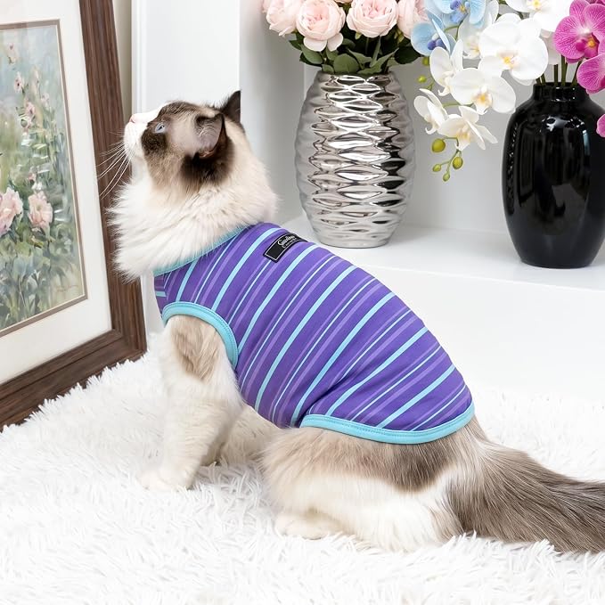 Soft Striped Dog Shirt, Cozy Warm pet Vest for Small Medium Dogs, Classic Puppy cat Clothes for Indoor Outdoor Outfits
