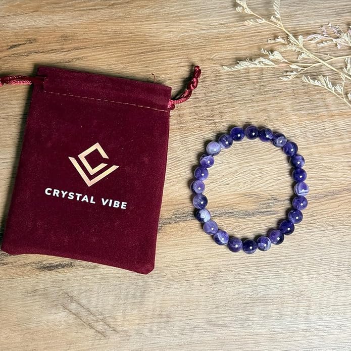 Crystal Vibe 8mm Beaded Bracelets For Women Men - Healing Crystal Bracelet - Adjustable Size