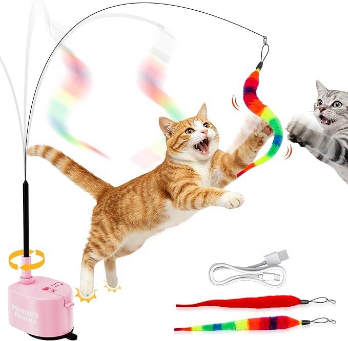 Interactive Cat Toys For Indoor Cats, 360° Flying Automatic Cat Toy, Pink
