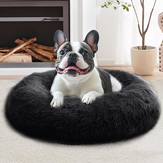 JOLLYVOGUE Dog Bed, Calming Anti-Anxiety Large Dog Bed, Fluffy Donut Cushion for Medium and Large Pets (27"/30"/36")