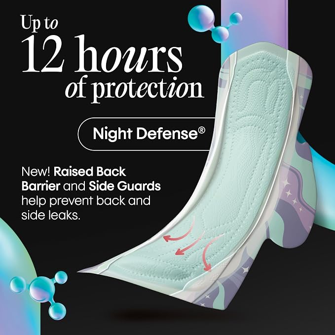 Kotex BioCare Ultra Thin Overnight Pads with Wings, Heavy Absorbency, 60 Count (3 Packs of 20)(Packaging May Vary)