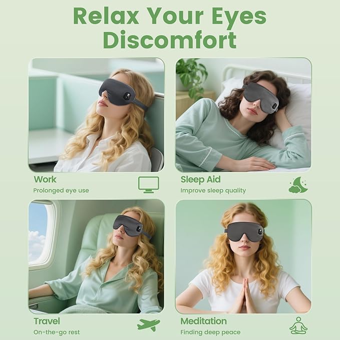 Heated Eye Mask for Dry Eyes, Cordless Warm Eye Compress with 4 Temperature & Timer Levels, Detachable & Washable Eye Heating pad for Blepharitis, Styes, MGD, Travel