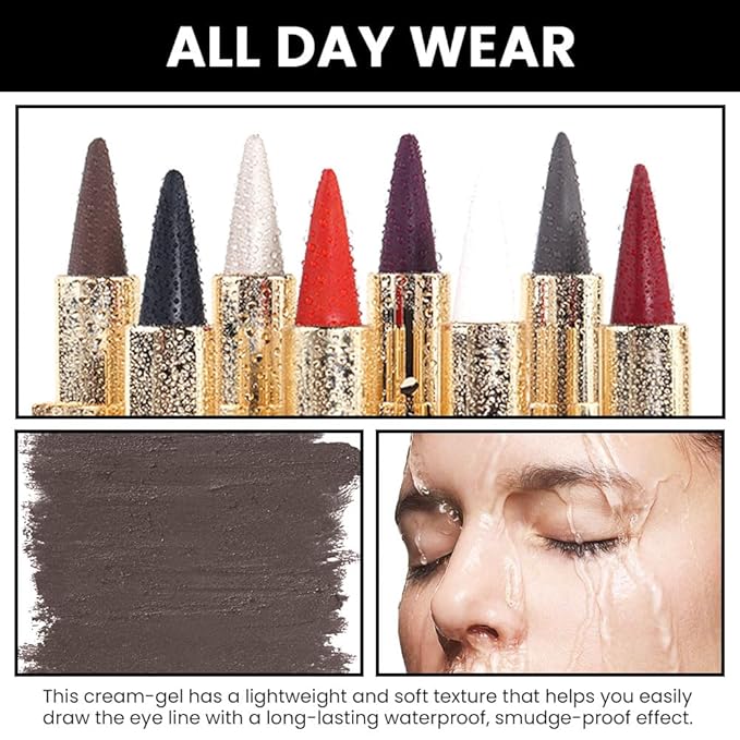 2Pcs Brown Gel Eyeliner Pencil Set,Natural Cream Eye Liner Waterproof Smudge Proof,Cat Eye Black Smokey Eyeshadow Palette Stick Crayon,Goth Halloween Makeup,delineador de ojos contra el agua