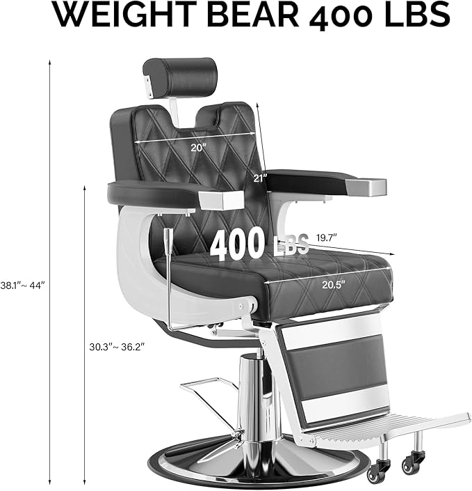 OmySalon Vintage Barber Chair Heavy Duty Professional Salon Chair for Hair Stylist, Reclining All Purpose Chair Hydraulic, Barbershop Beauty Spa Styling Tattoo Shampoo Equipment