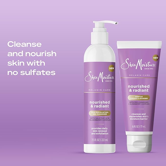 SheaMoisture Radiance BHA Exfoliating Gel Cleanser Nourished & Radiant Daily Skin Renewal Enhanced Brightness & Tone 7.5 fl oz