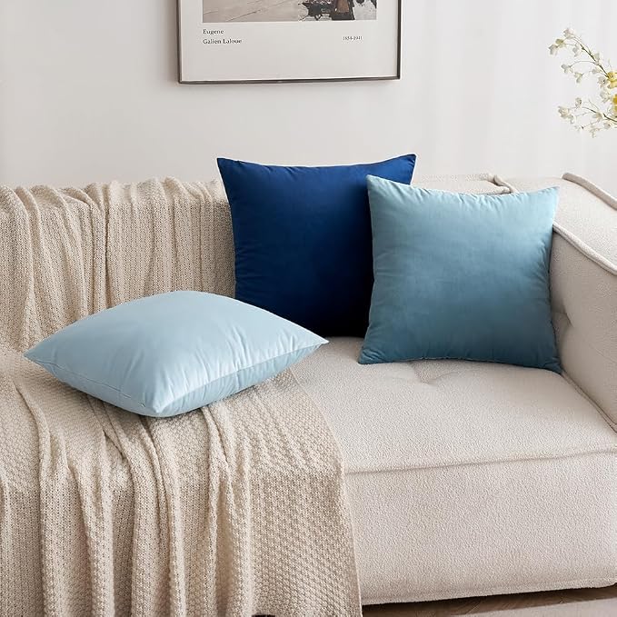 MIULEE 12x20 Inch Lumbar Velvet Throw Pillow Covers Dark Blue | Pack of 2 Soft Solid Decorative Pillow Covers, Modern Luxury Home Decor, for Chair Couch Sofa Bedroom Livingroom