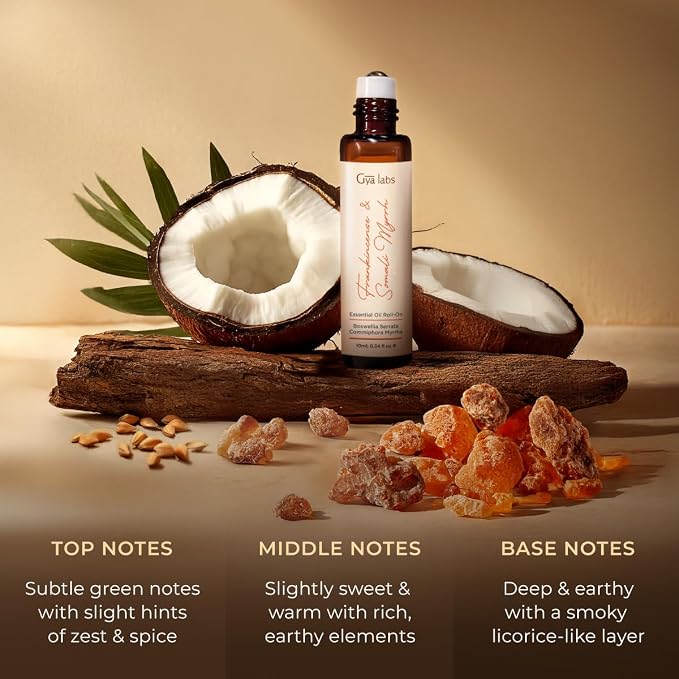 Gya Labs Frankincense and Somali Myrrh Essential Oil Roll on - Frankincense for Face, Myrrh for Skin, Body Ache Comfort, Aromatherapy, Travel Size (0.34 Fl Oz) (Pack of 2)