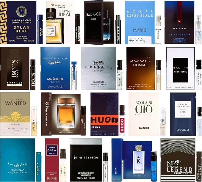 Men’s Cologne Sample Discovery Set – Top Designer High-End Luxury Fragrance Mini Vial Sampler | Random Assortment Travel Gift Pack for Husband, Dad, Boyfriend – Holiday & Party Gift (12 Pieces)