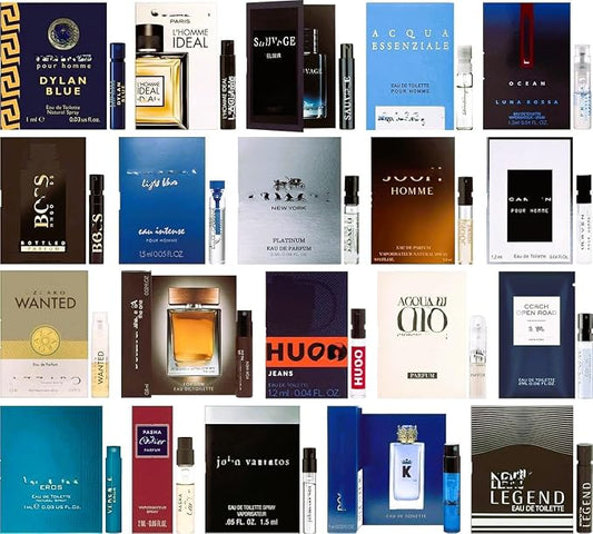 Men’s Cologne Sample Discovery Set – Top Designer High-End Luxury Fragrance Mini Vial Sampler | Random Assortment Travel Gift Pack for Husband, Dad, Boyfriend – Holiday & Party Gift (12 Pieces)