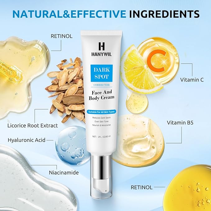 HANYWIL Dark Spot Remover for Face & Body Serum, Rapid Fade Treatment for Sun Spots, Age Spots, Melasma, Dermatologist-Tested Skin Tone Evenser (2.0 Fl Oz)