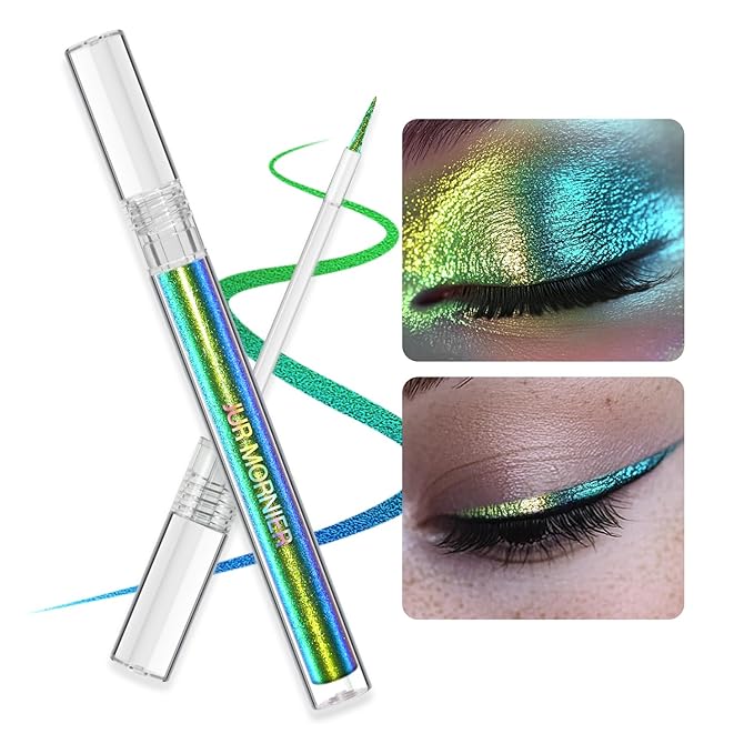 Multichrome Liquid Eyeshadow,Chameleon Eyeliner Colorful Eye Freckle Pen,Metallic Holographic Waterproof Long Lasting Smooth High Pigment Eyeshadow Highlighter Halloween Party Makeup(#605)
