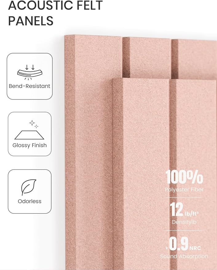 Fluxynara 36" x 24" Large Felt Bulletin Board, Pink | 6 Pack Cork Board Alternative with 30 Safe Adhesive Tabs, Pin Boards for Wall Decor, Home, Office, Classroom,Dorm