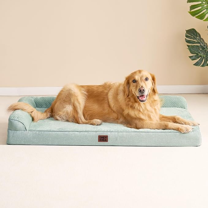 EHEYCIGA Extra Large Dog Bed Othorpedic, Memory Foam XL Dog Bed with Washable Removable Cover, Waterproof Pet Sofa Couch XLarge Size Dogs with Nonskid Bottom, 44x32x6.5, Greyish Green | Washable Removable Cover, Waterproof Flat Pet Sofa Couch with Nons...