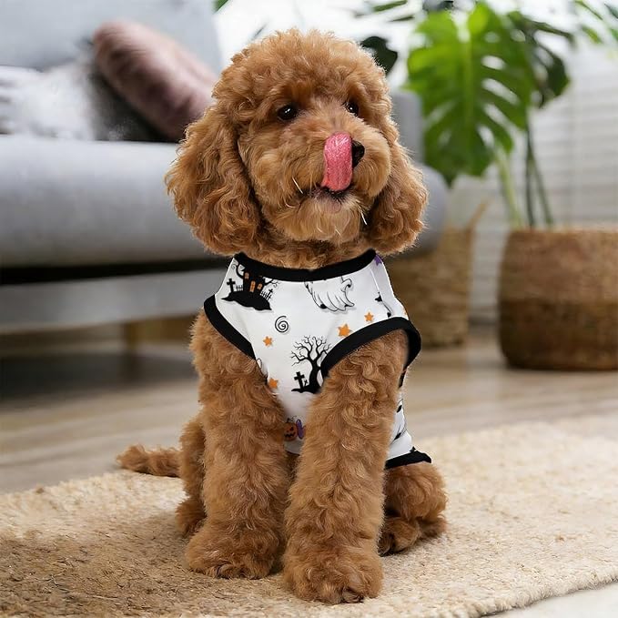 Halloween Pet Vest Castle Boo Star Pet Shirts Small | spooky season Dog Shirt Vest cute pet Sleeveless Vests Ice Silk Dog T-Shirts holiday Dog Clothes Halloween Canine Wear
