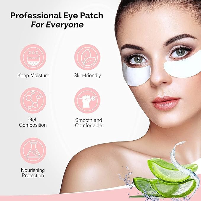 GreenLife 50 Pairs Eye Pads, 100% Naturel Eyelash Extension Under Eye Gel Pads patches kit Collagen with Aloe Vera Hydrogel Eye Patches set for Eyelash Extension Supplies Tools (50 150 300 Pairs)