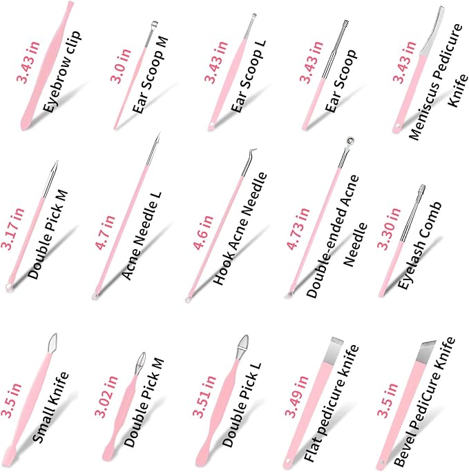 MINKINH Manicure Set Professional Nail Clipper Kit-26 Pieces Stainless Steel Manicure Kit,Nail Care Tools with Luxurious Travel Case Nail Grooming Kit Present for Wife, Girlfriend(Pink)